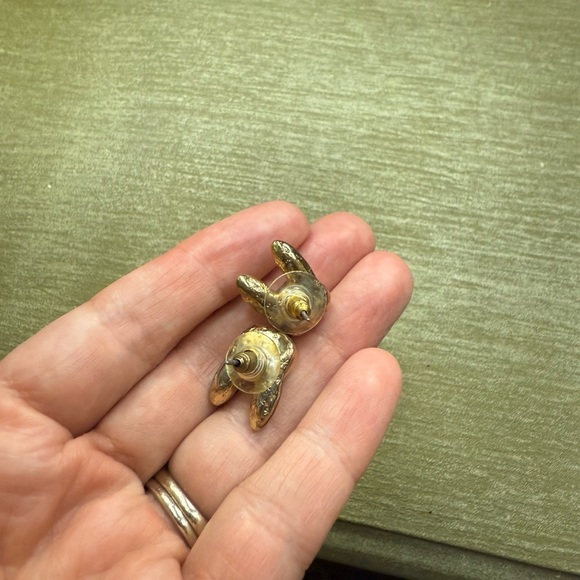 Lil Gold Frenchie Earrings - Picture 3 of 4